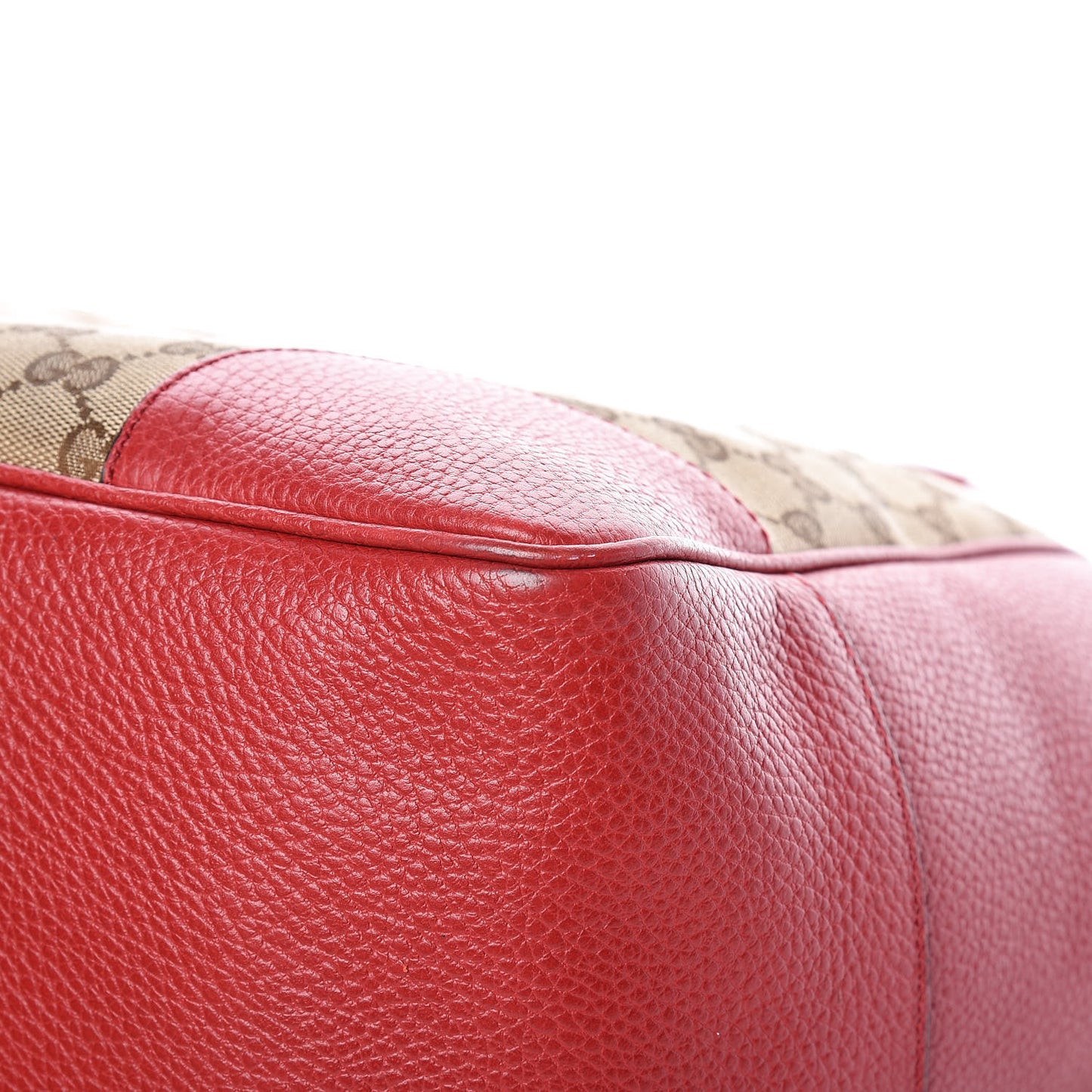 Monogram Bree Zippered Tote Beige Red