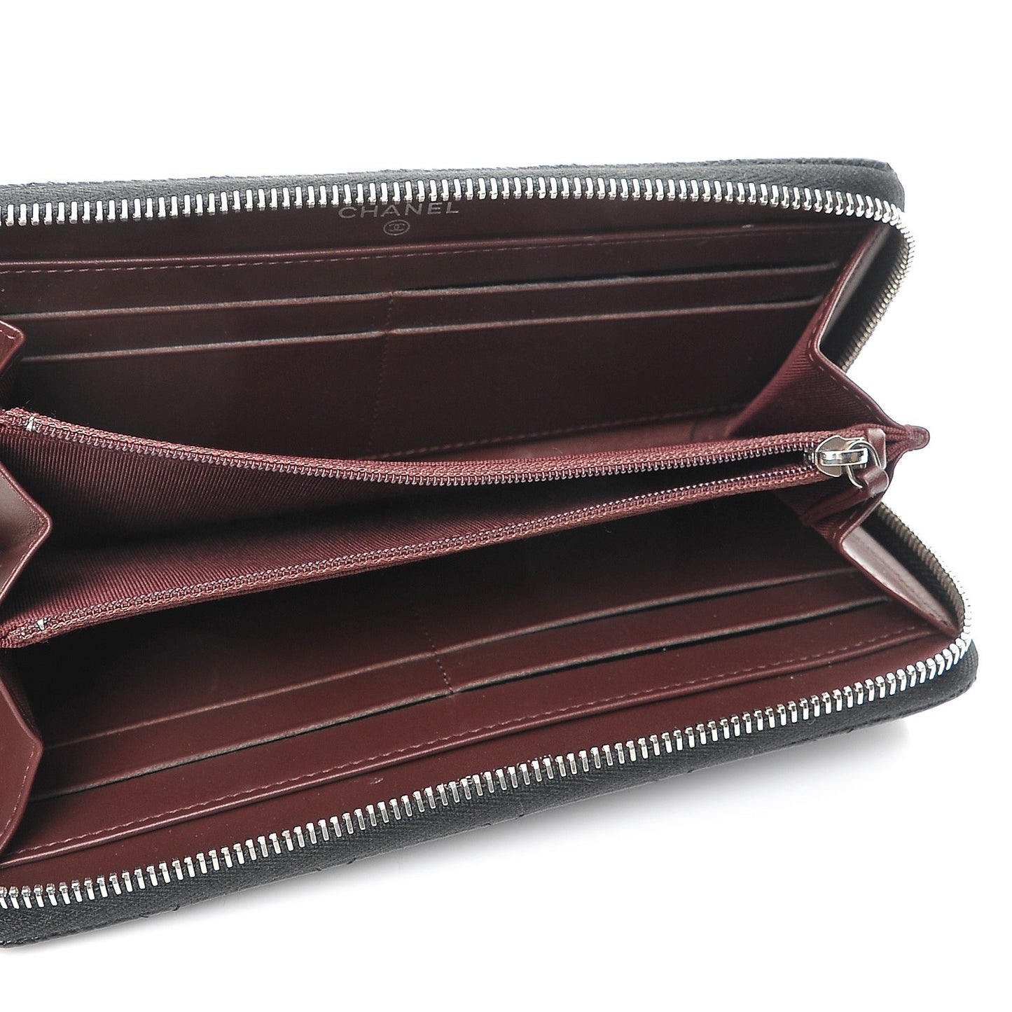 Caviar Quilted Large Gusset Zip Around Wallet Black