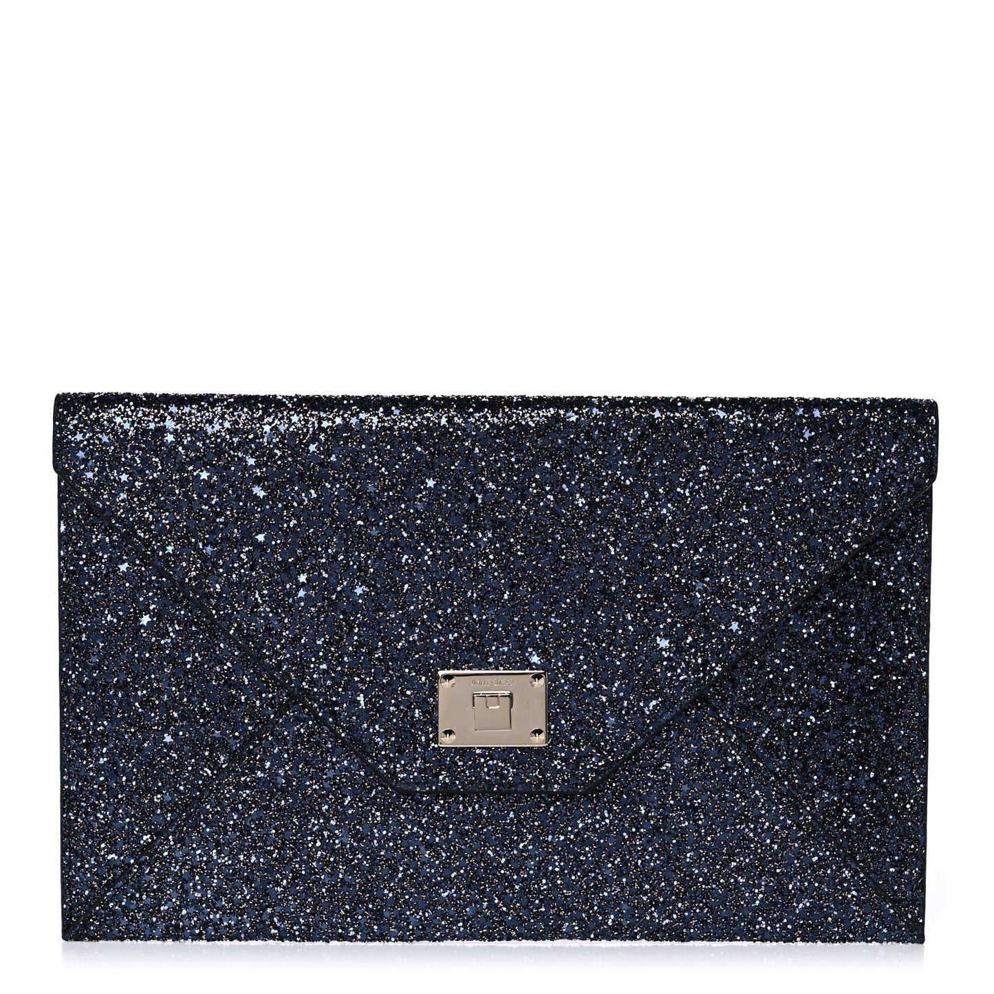 Star Coarse Glitter Rosetta Envelope Clutch Navy Mix