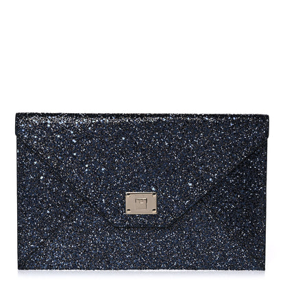 Jimmy Choo Star Coarse Glitter Rosetta Envelope Clutch Navy Mix 1 of 8