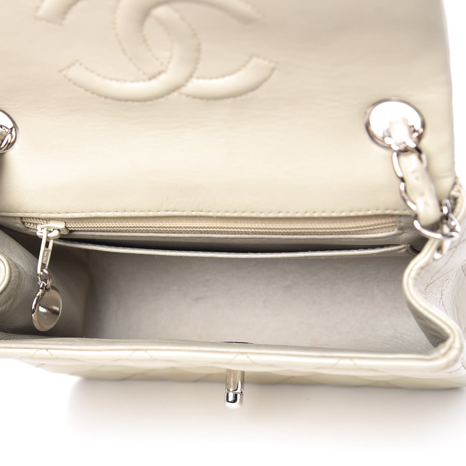 Chanel Lambskin Quilted Mini Square Flap Grey 7 of 9