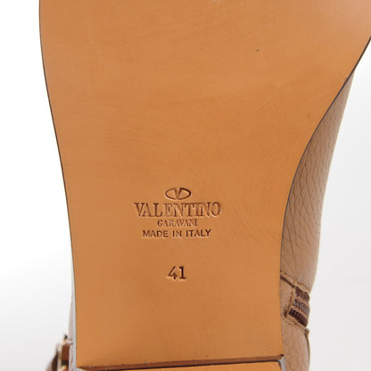 Valentino Garavani Grained Calfskin Rockstud Single Buckle 35mm Cowboy Ankle Boots 41 Nocciola 6 of 7