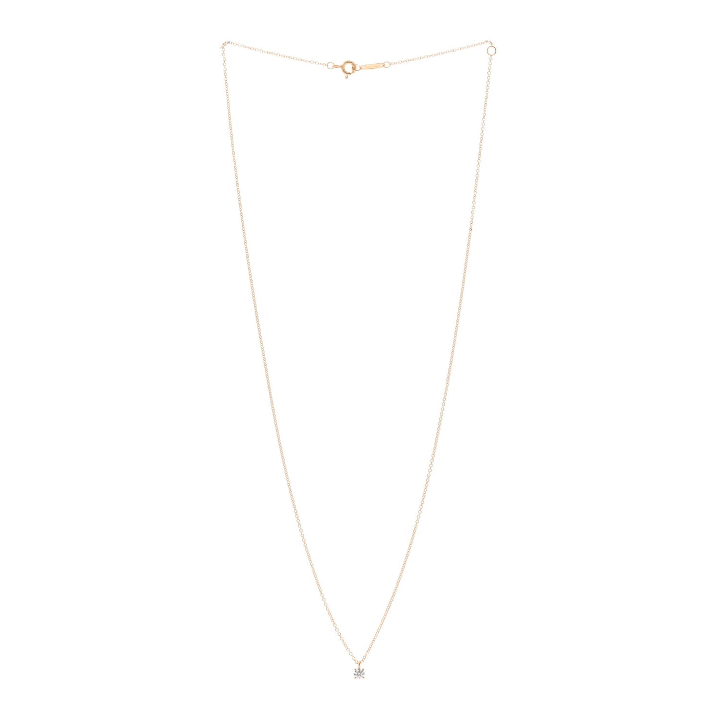 18K Rose Gold Diamond .20ct Solitaire Pendant Necklace