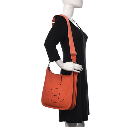 Hermes Taurillon Clemence Evelyne III PM Orange Poppy 2 of 12
