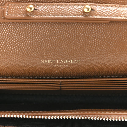 Saint Laurent Grain De Poudre Matelasse Chevron Monogram Chain Wallet Dune 6 of 9