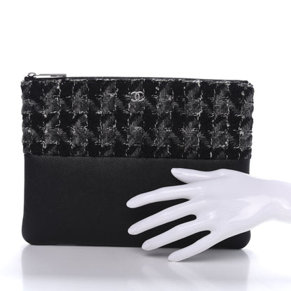 Chanel Caviar Tweed Quilted Medium Cosmetic Pouch Black 2 of 10