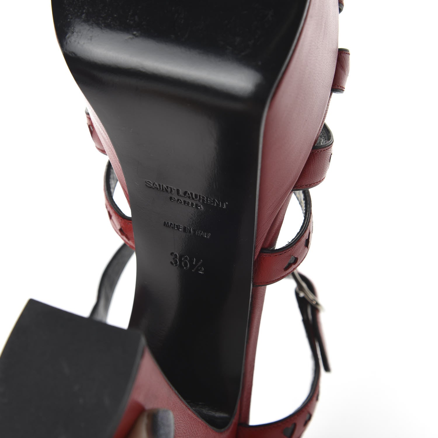 Saint Laurent Calfskin Tripon Heart Platform Sandals 36.5 Red Black 6 of 10