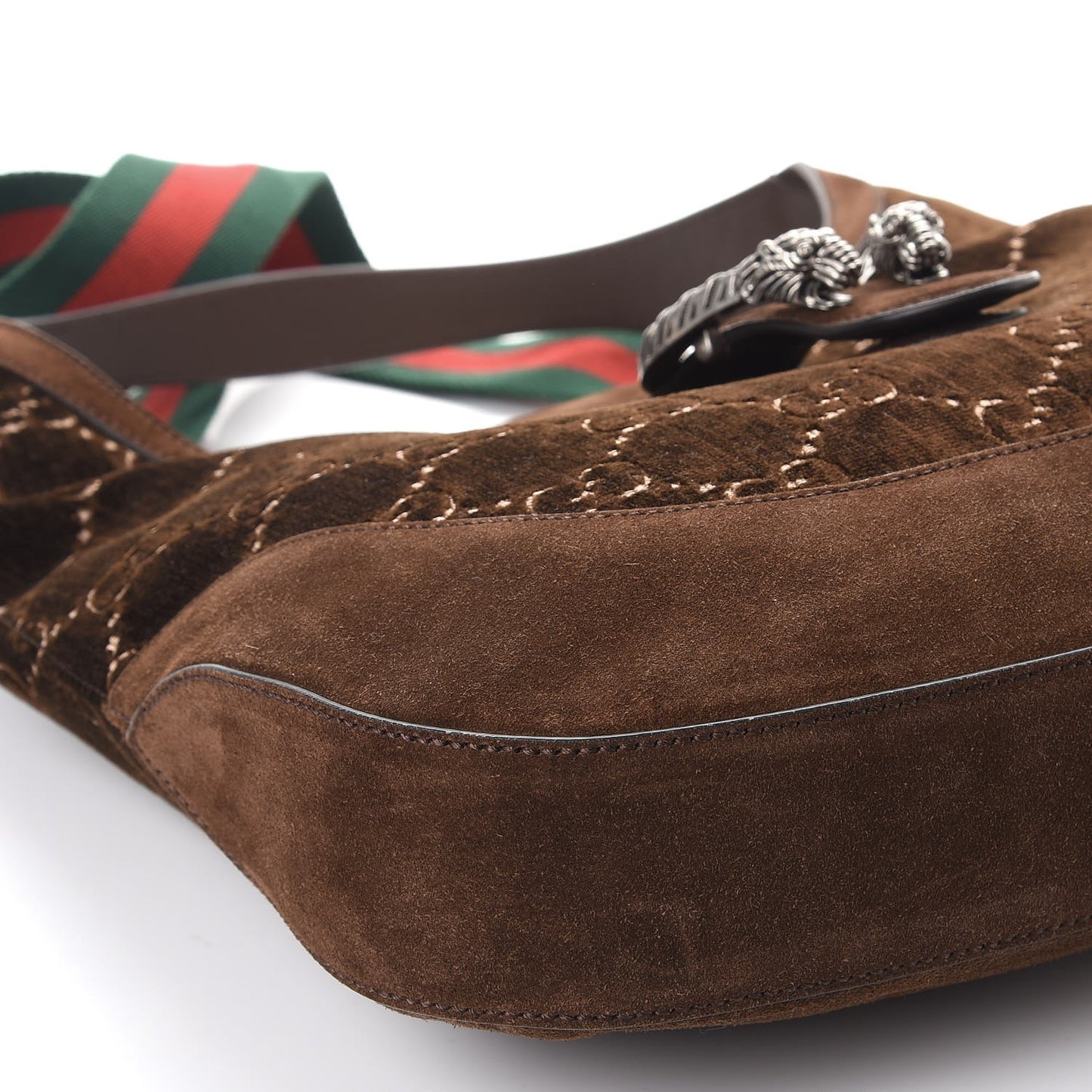 Velvet GG Monogram Web Medium Dionysus Hobo Brown