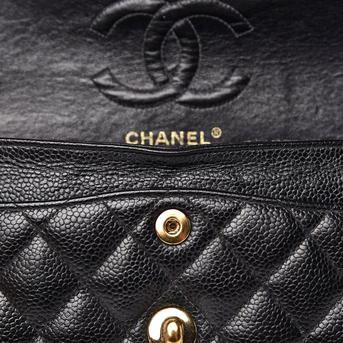 Caviar Quilted Small Double Flap Black