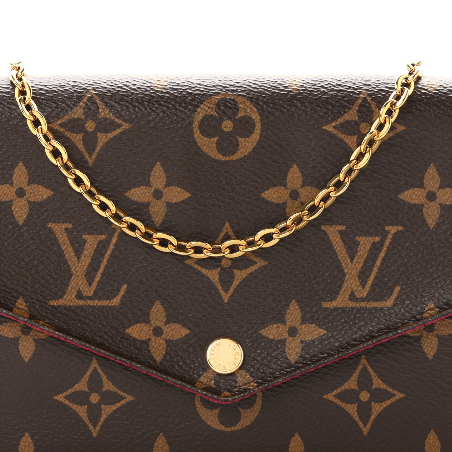 Monogram Pochette Felicie Chain Wallet Fuchsia