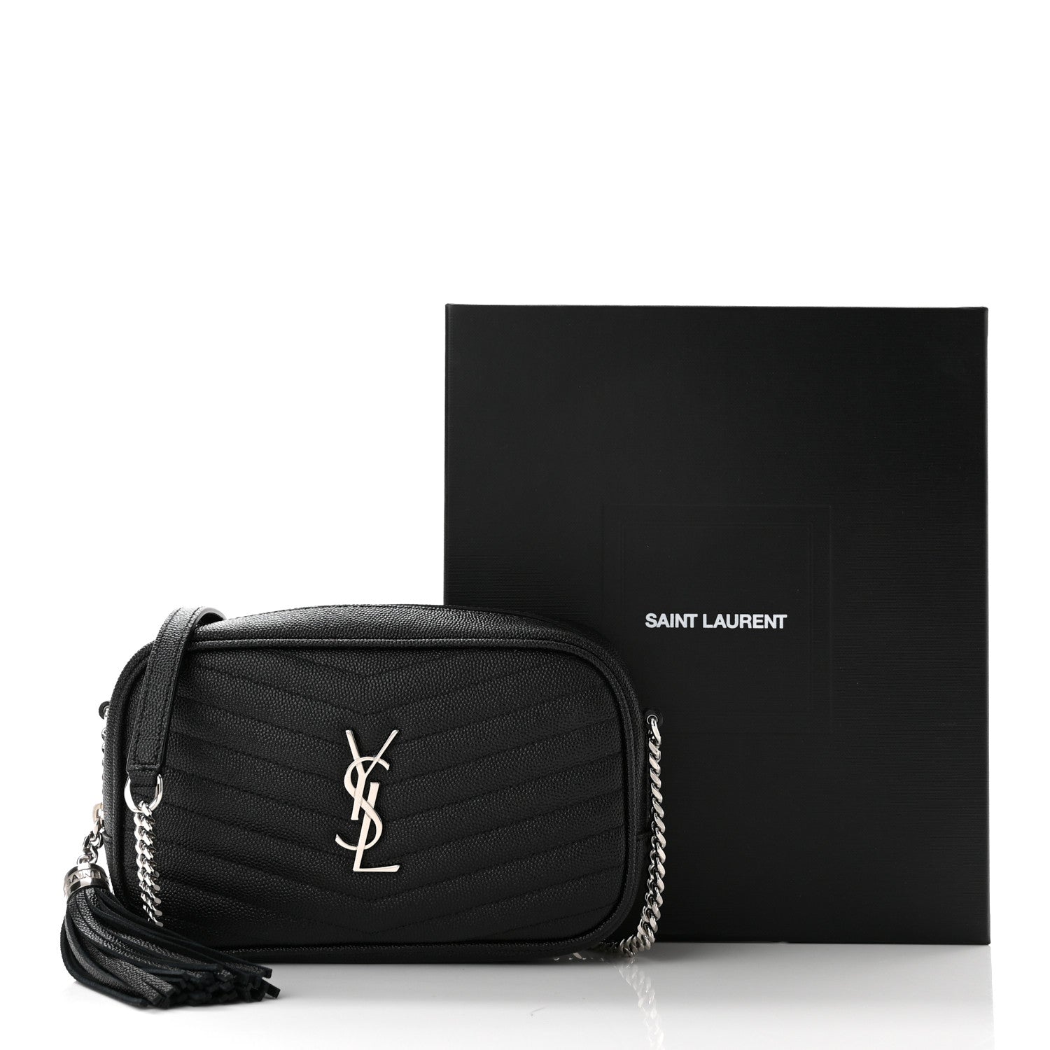 Saint Laurent Grain De Poudre Matelasse Monogram Mini Lou Camera Bag Black 10 of 10