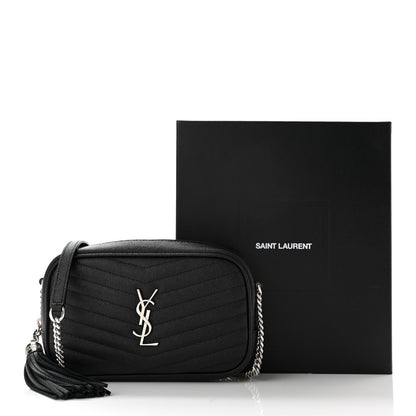 Saint Laurent Grain De Poudre Matelasse Monogram Mini Lou Camera Bag Black 10 of 10