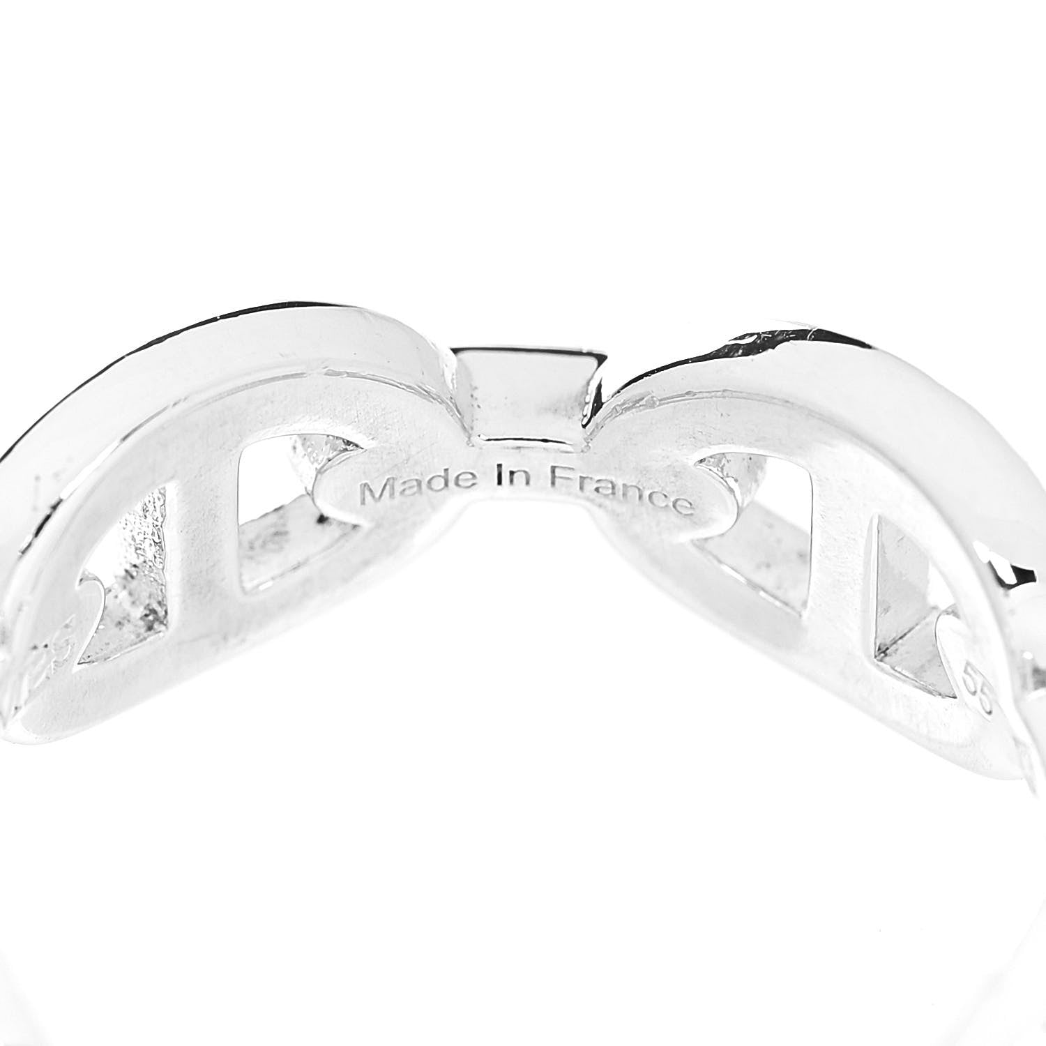 Hermes Sterling Silver PM Chaine d'Ancre Enchainee Band Ring 55 7.25 5 of 9