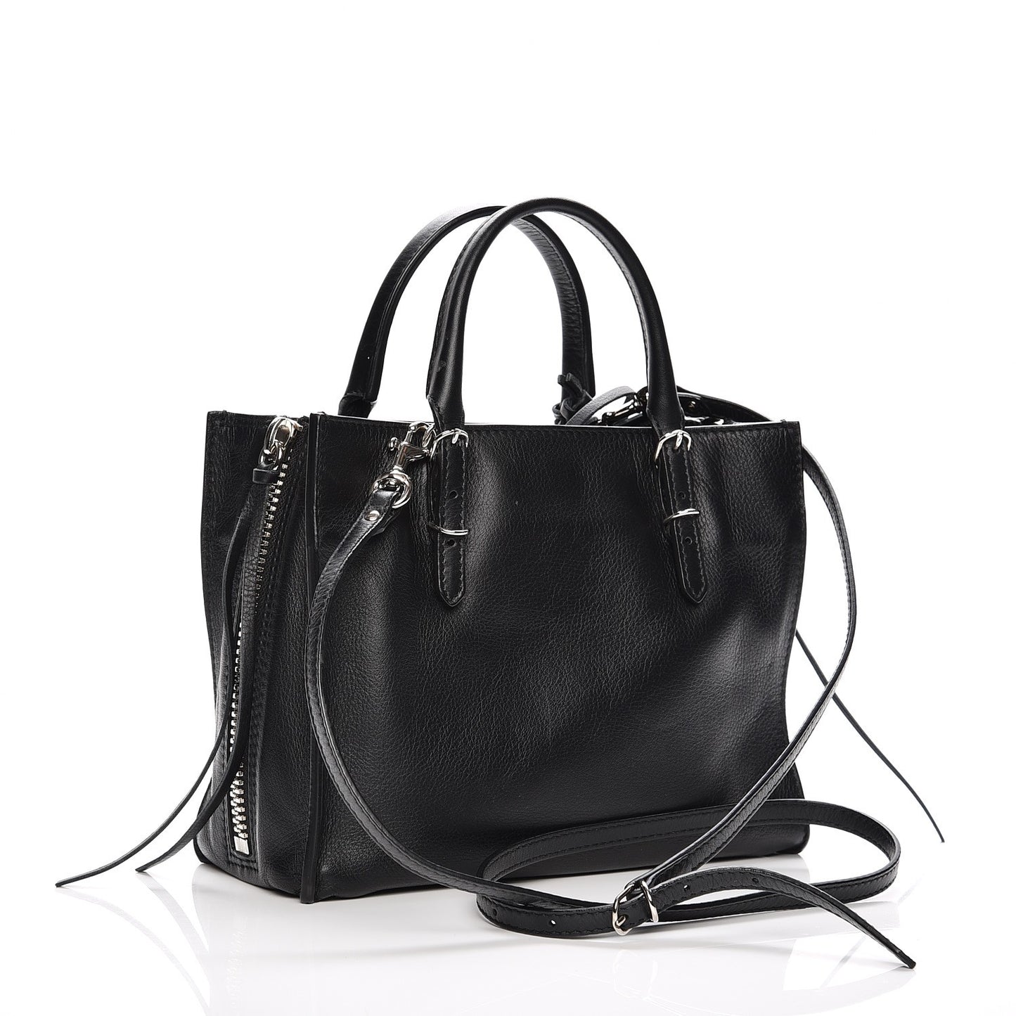 Grained Calfskin Papier Mini A4 Zip Around Tote Black