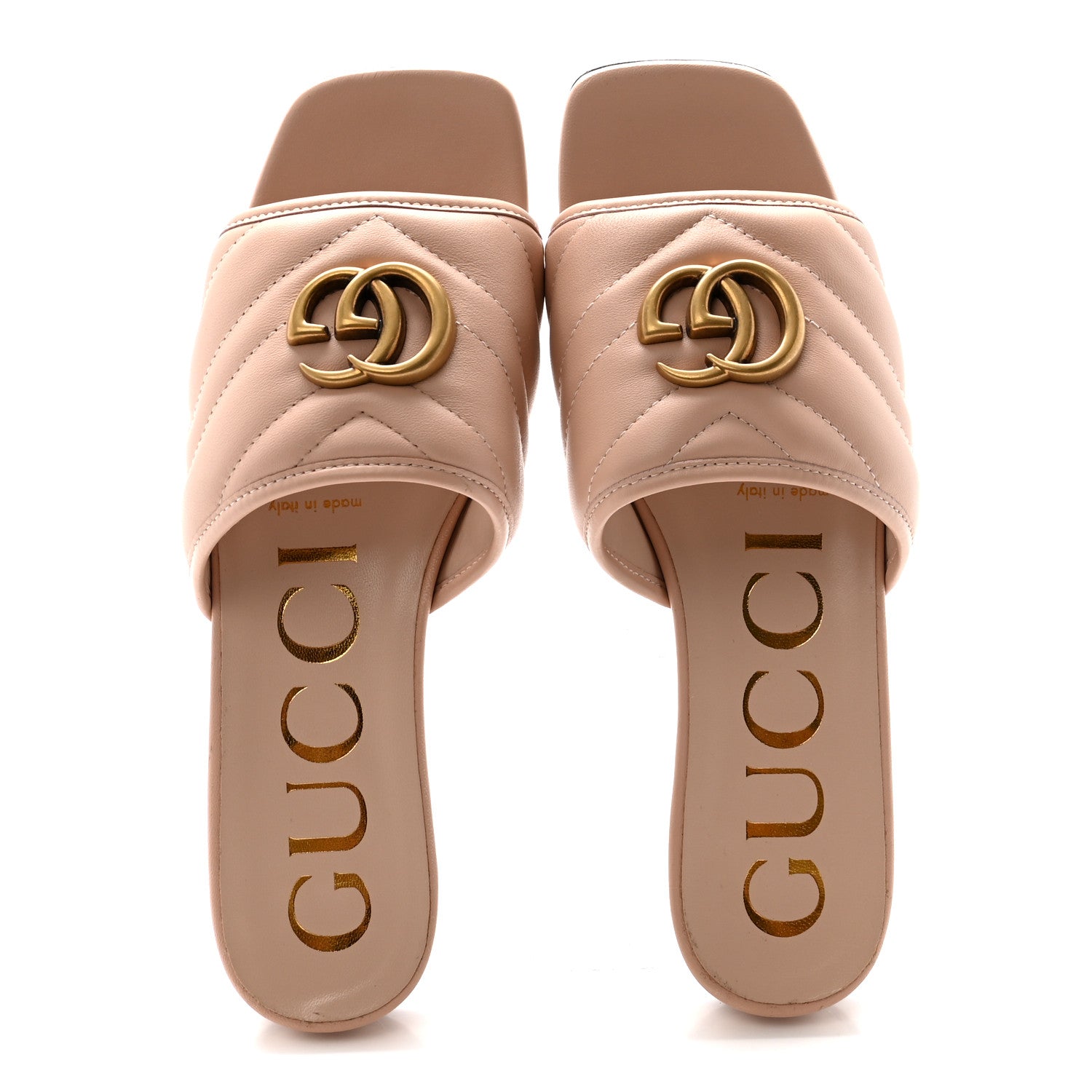 Gucci Nappa Matelasse GG Marmont Flat Slide Sandals 36 Skin Rose 2 of 10