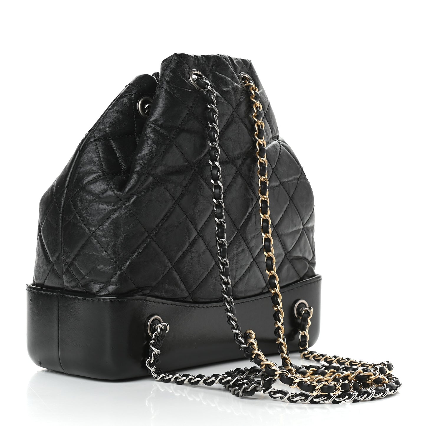 Aged Calfskin Quilted Small Gabrielle Backpack Black