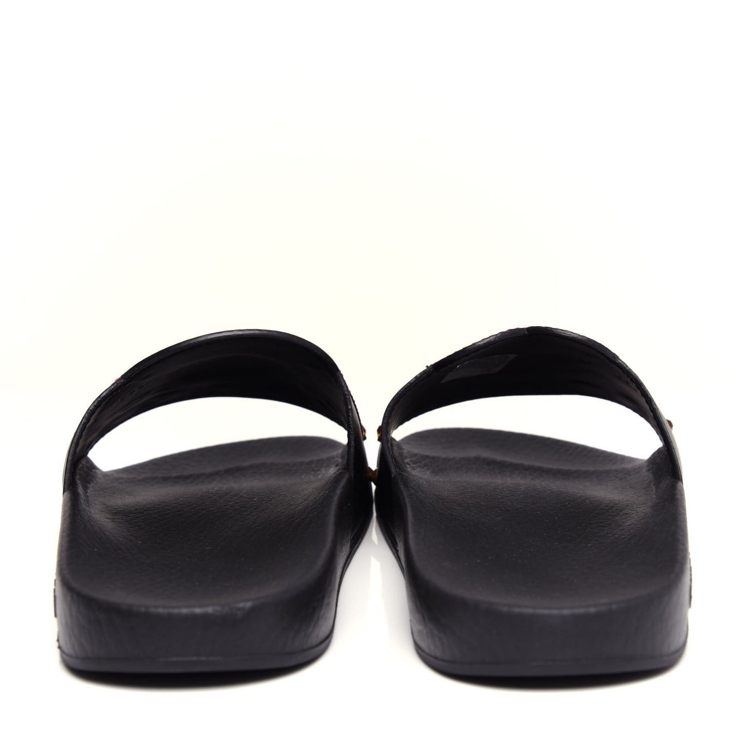 Calfskin Rainbow Heart Pursuit Slide Sandals 38 Black