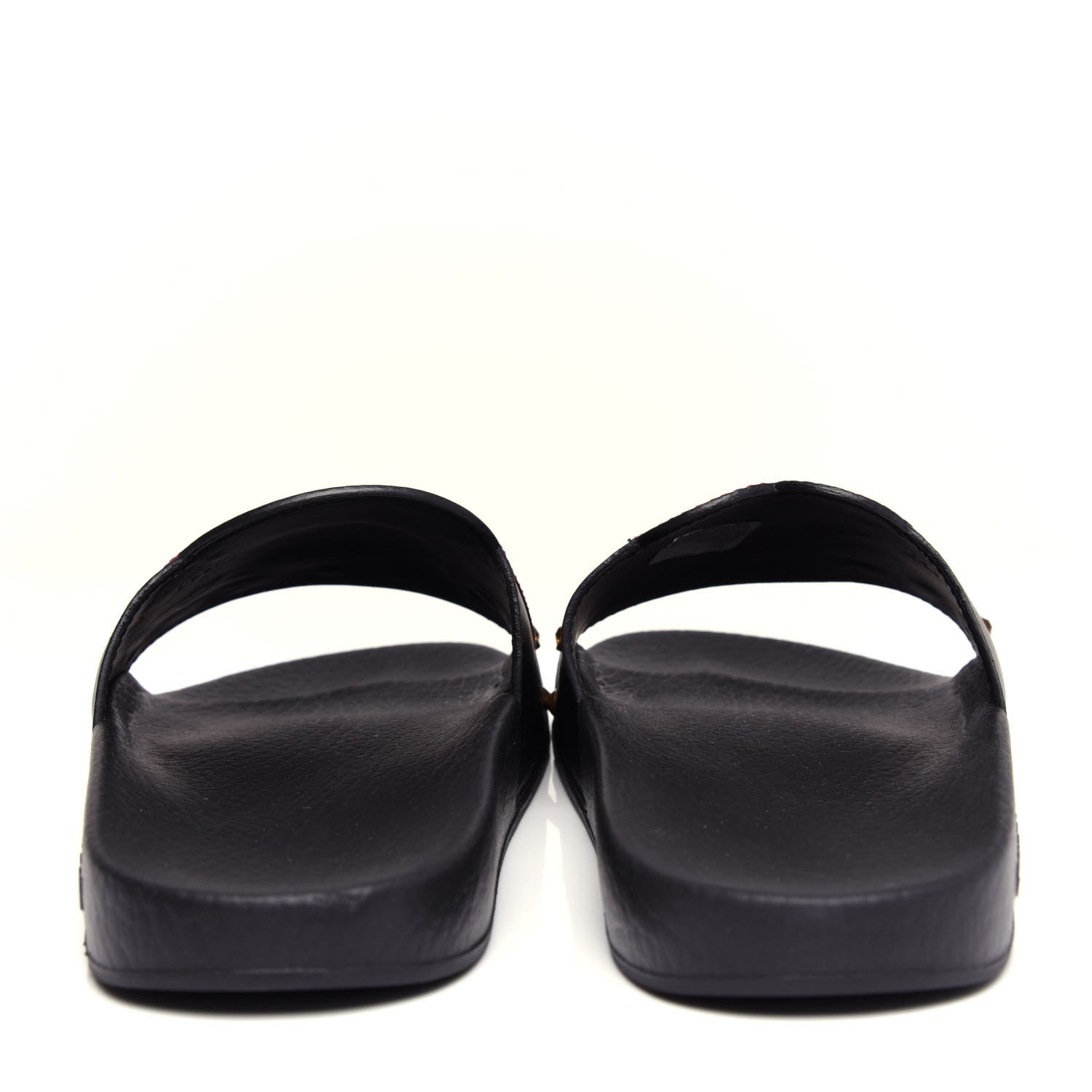 Gucci Calfskin Rainbow Heart Pursuit Slide Sandals 38 Black 7 of 11