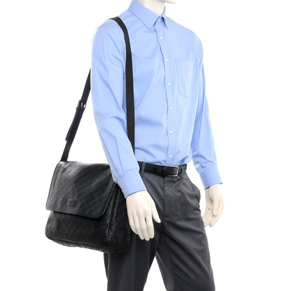 Gucci Guccissima Medium Flap Messenger Bag Black 2 of 9
