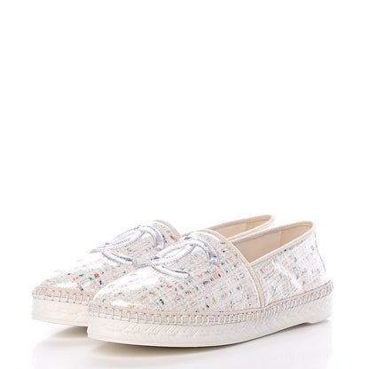 Chanel PVC Tweed CC Espadrilles 36 Ecru Blue Transparent 3 of 8