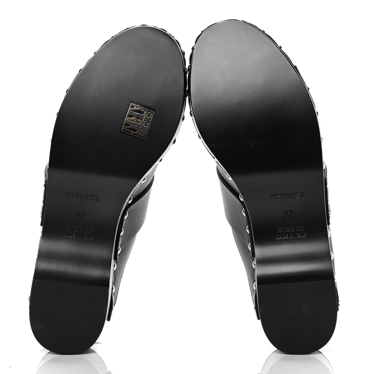 Hermes Calfskin Calya Mules 37 Black 7 of 10