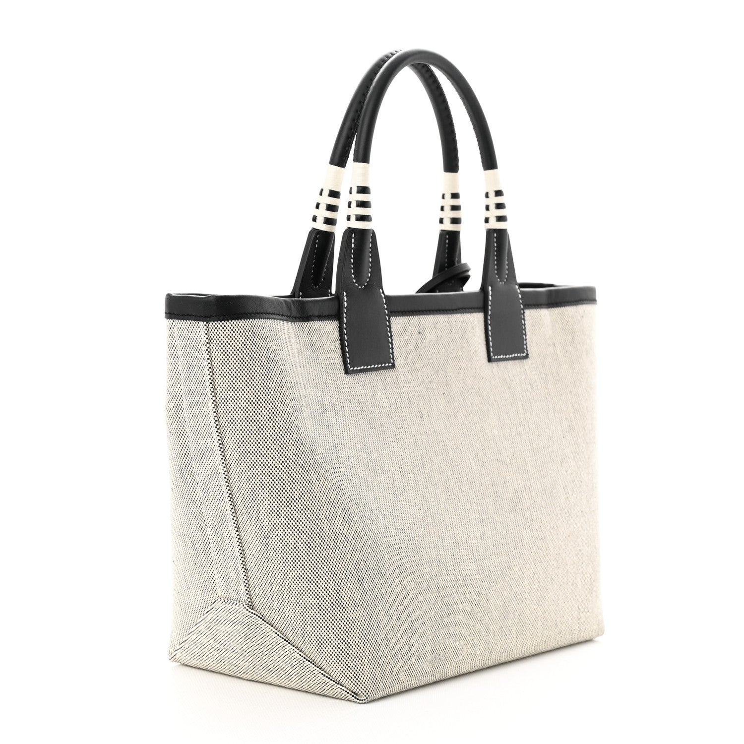 Hermes Military Toile Canvas Swift Steeple 25 Bag Ecru Black 3 of 12