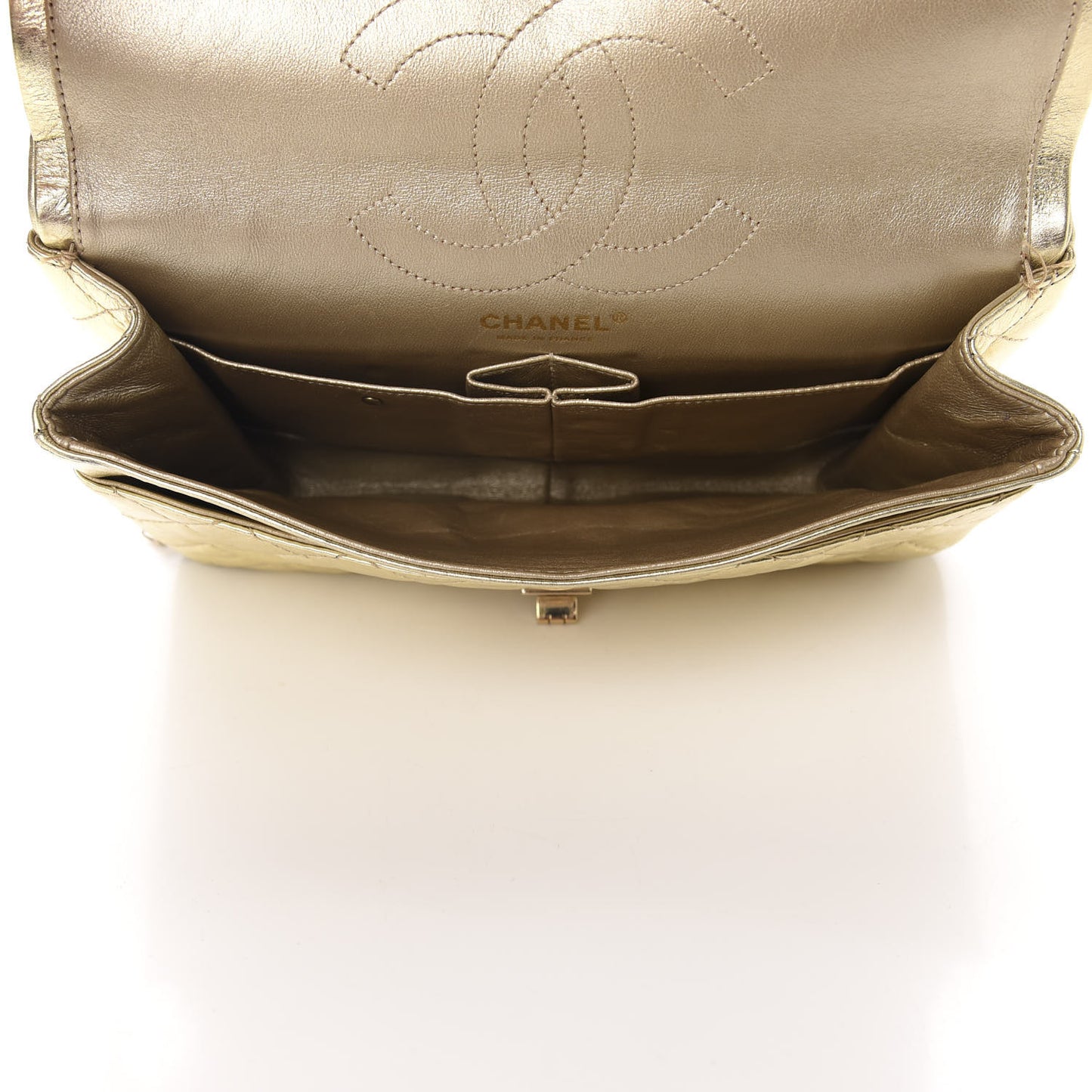 Metallic Aged Calfskin Quilted 2.55 Reissue 225 Flap Gold