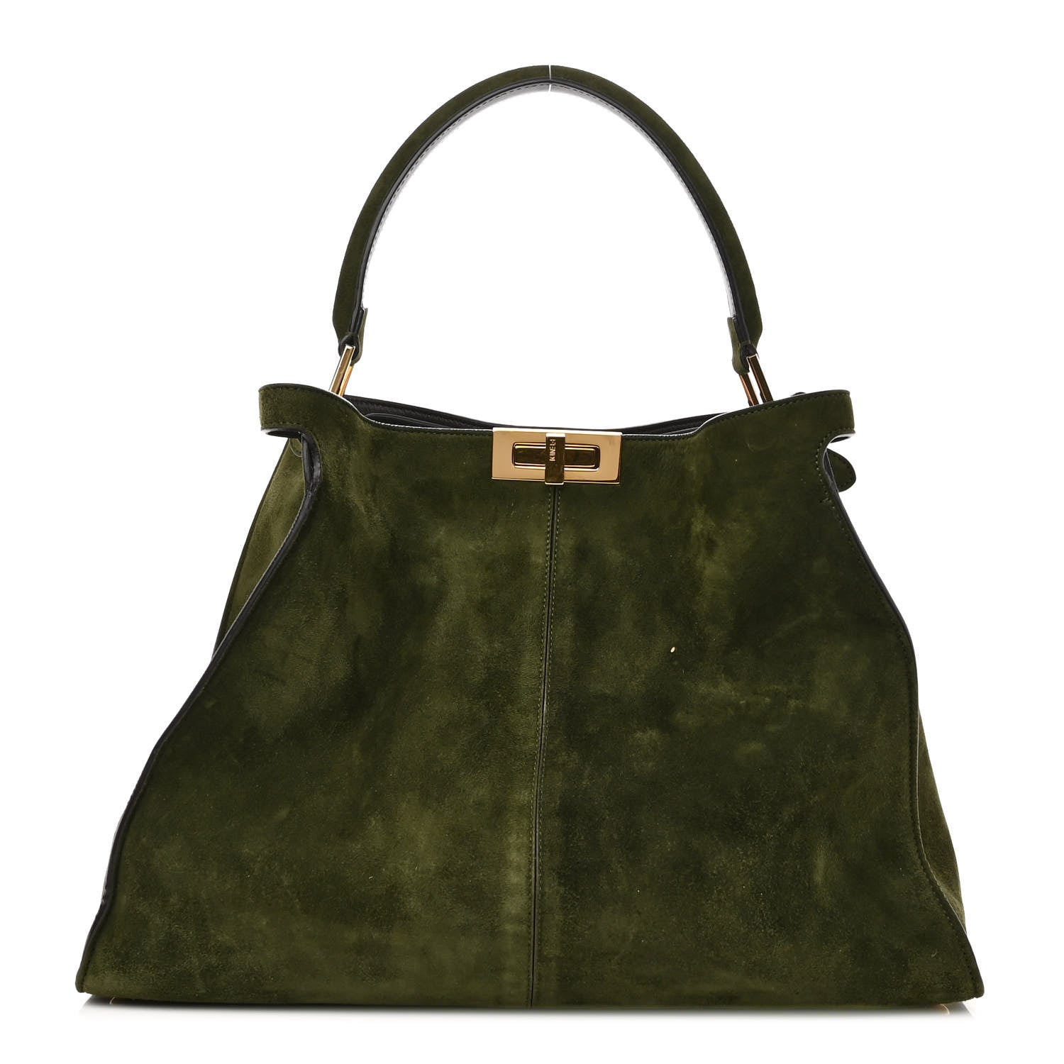 Fendi Camoscio Glazed Fabric FF 1974 Large Peekaboo X-Lite Amazzonia Mogano Panna 1 of 12
