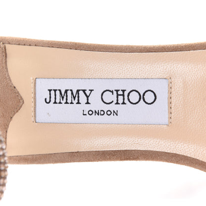 Jimmy Choo Suede Crystal Daisy 100 Sandal 38 Nude 15 of 17
