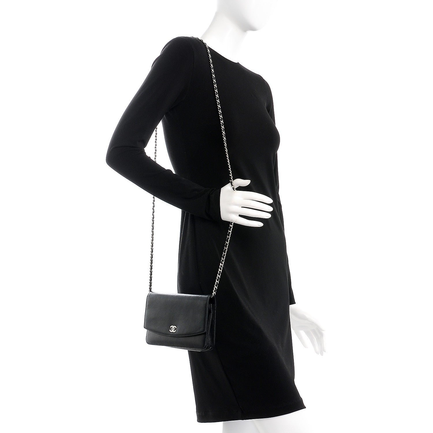 Chanel Caviar Sevruga Wallet On Chain WOC Black 2 of 12