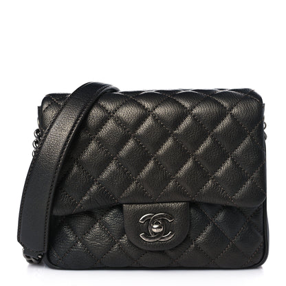 Chanel Metallic Goatskin Quilted Small Rock In Rome Flap Charcoal 1 of 8