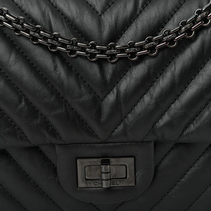 Chanel Aged Calfskin Chevron Quilted 2.55 Reissue 225 Flap So Black 8 of 10