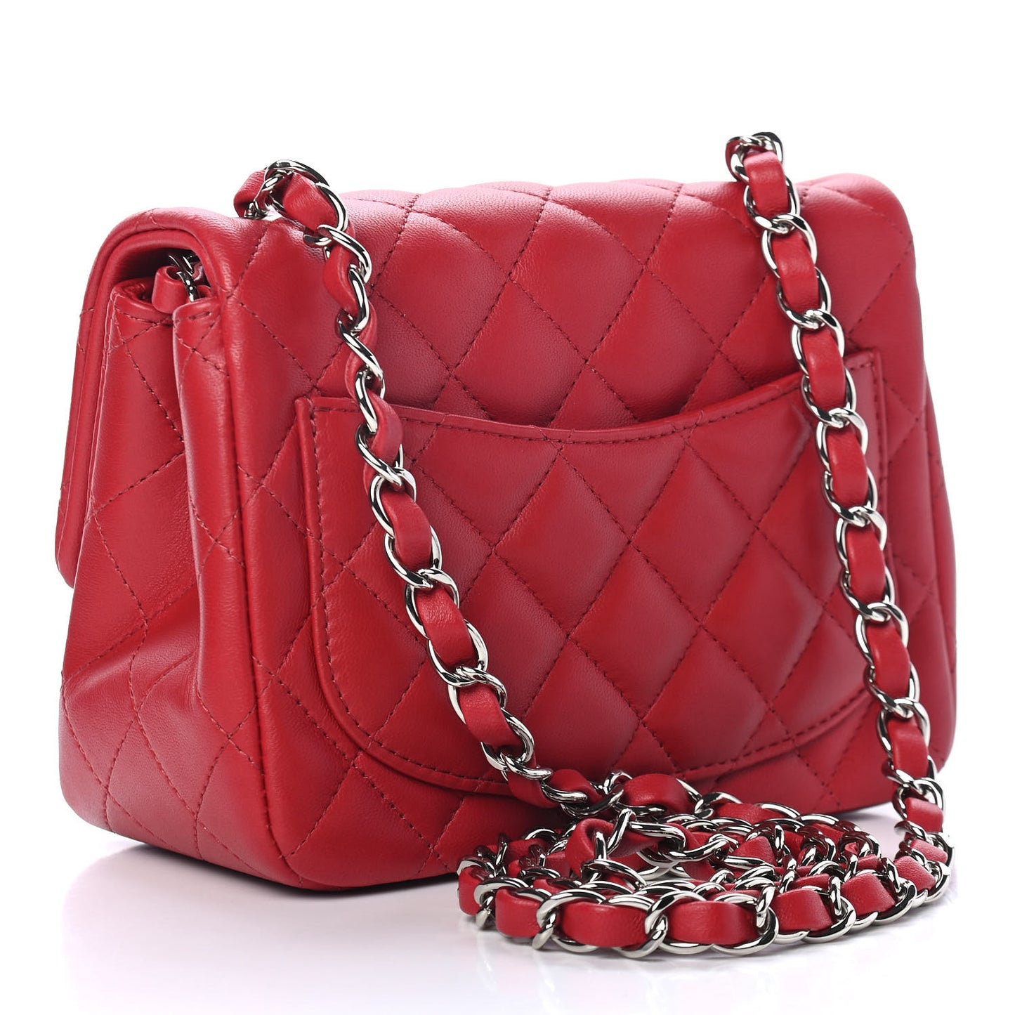 Lambskin Quilted Mini Square Flap Red