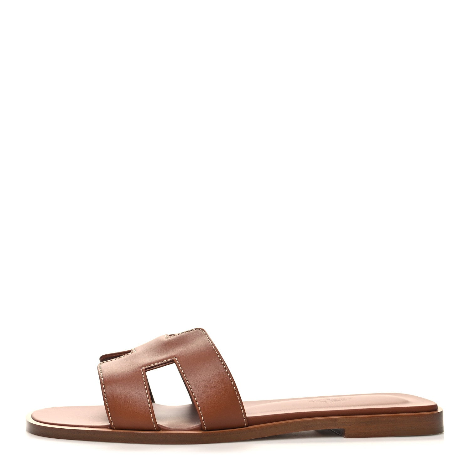 Hermes Box Calfskin Oran Sandals 38 Gold 1 of 8