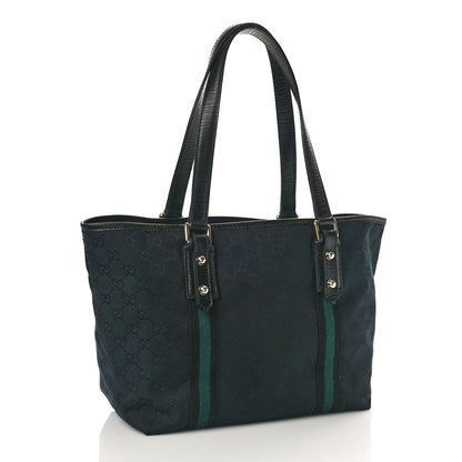 Gucci Denim Monogram Medium Jolicoeur Tote Black 3 of 9