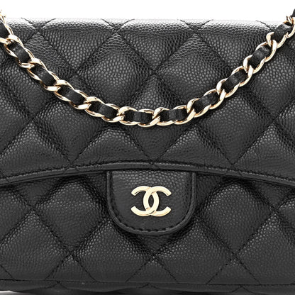Chanel Caviar Quilted Flap Phone Holder With Chain Black 10 of 12