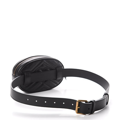 Gucci Calfskin Matelasse GG Marmont Belt Bag 85 34 Black 2 of 8