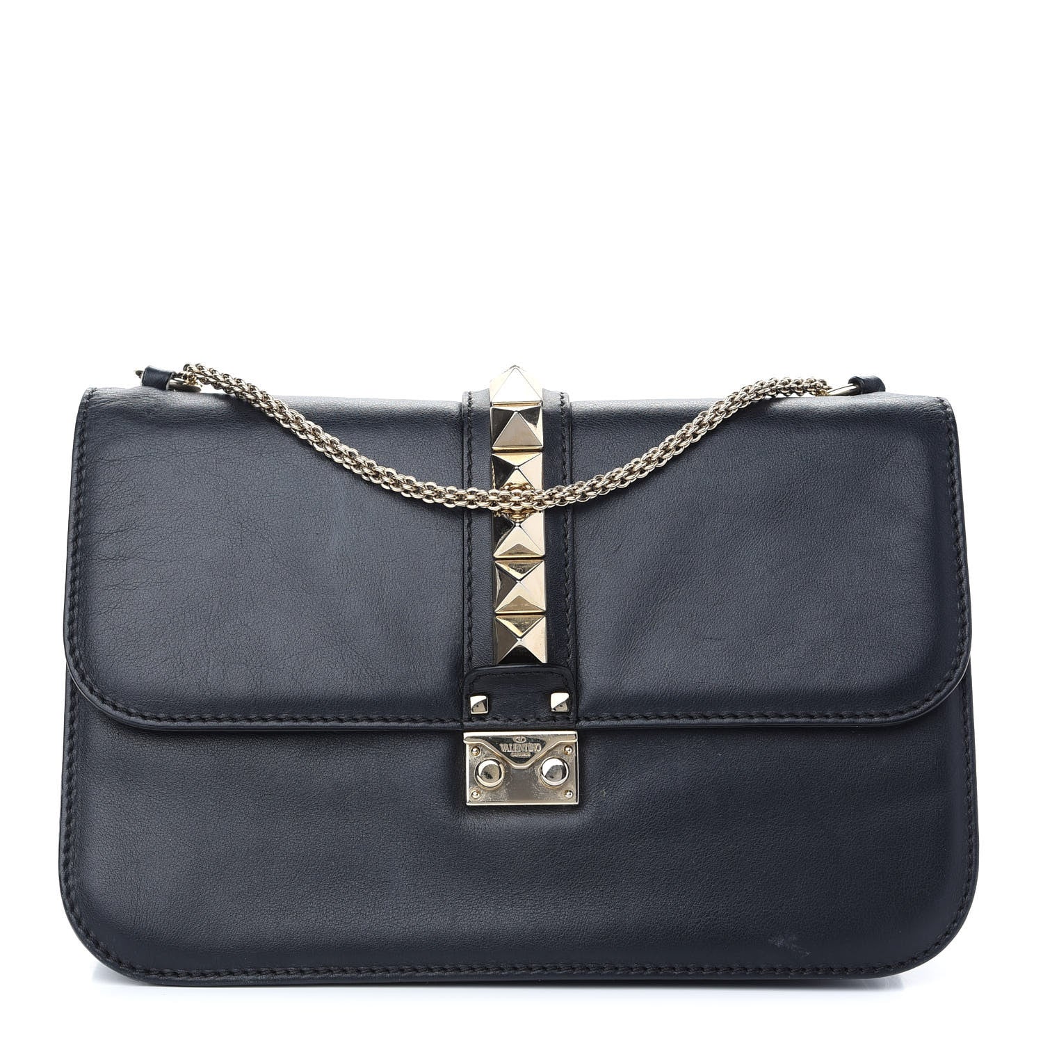 Valentino Garavani Vitello Medium Glam Lock Rockstud Flap Black 1 of 11