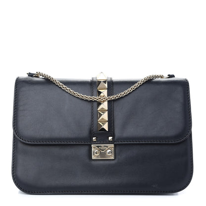 Valentino Garavani Vitello Medium Glam Lock Rockstud Flap Black 1 of 11