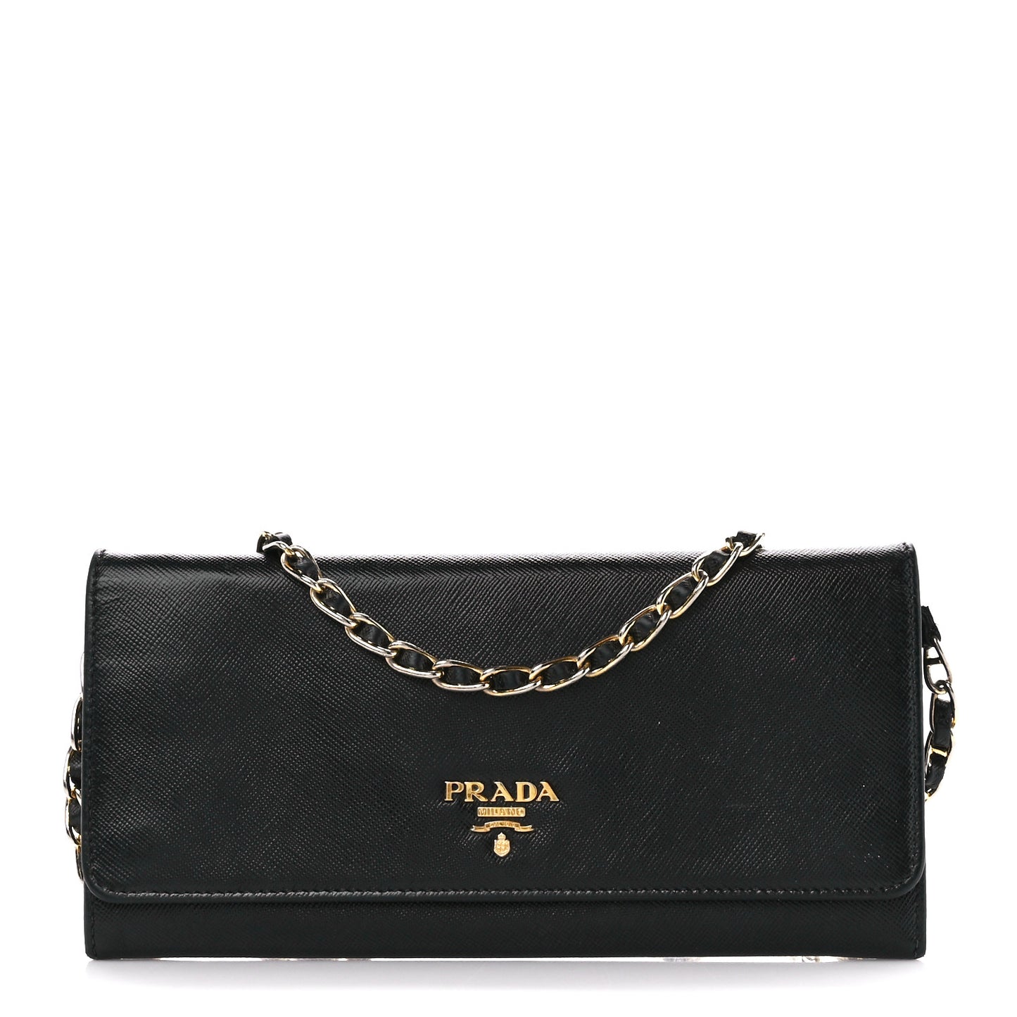 Saffiano Metal Oro Chain Wallet Black