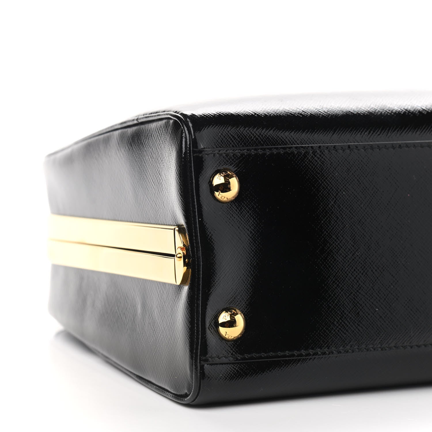 Prada Saffiano Vernice Pyramid Bag Black 8 of 9