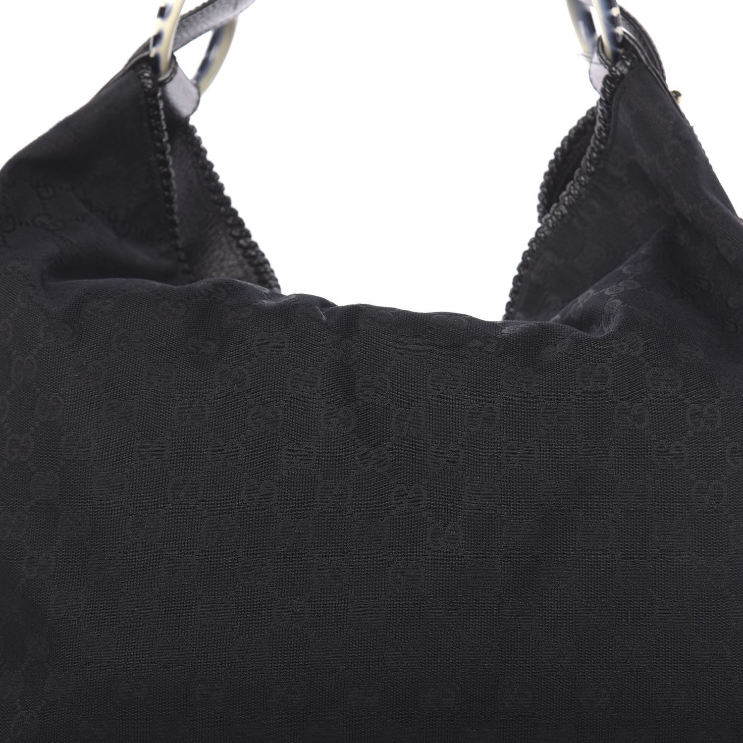 Gucci Monogram Large Zebra Horsebit Chain Hobo Black 13 of 17
