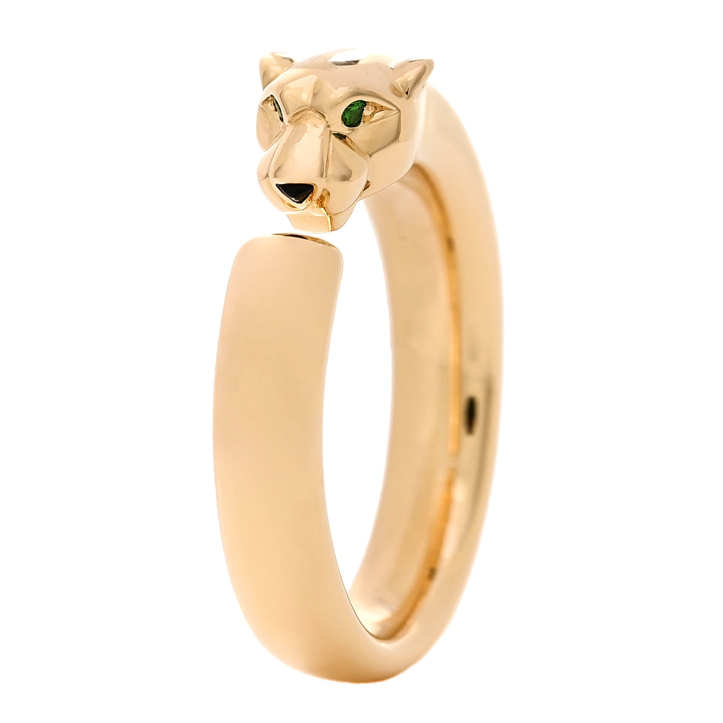 18K Yellow Gold Tsavorite Onyx Panthere De Cartier Ring 56 7.75
