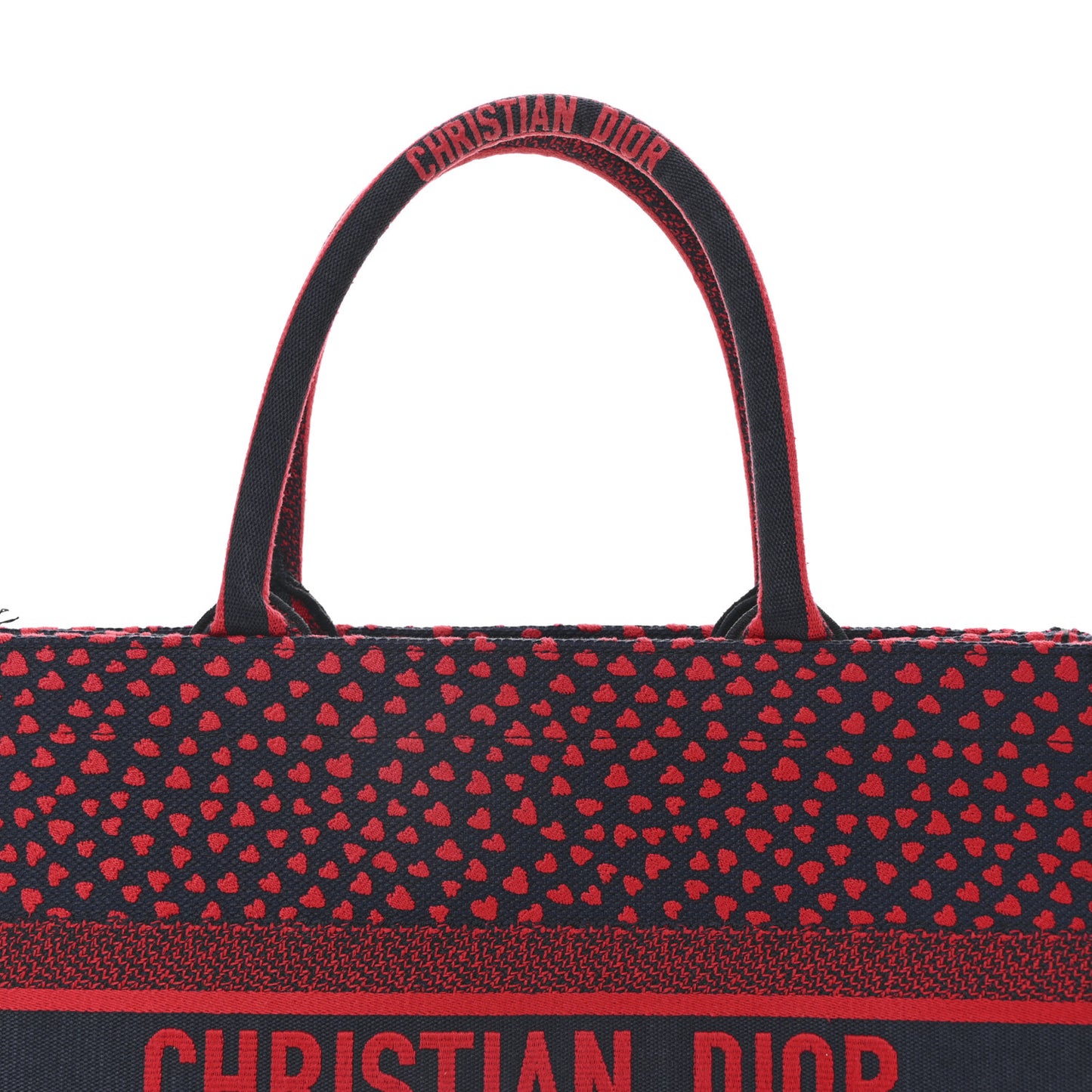 Canvas Embroidered Pop Heart I Love Paris Medium Book Tote Red Multicolor
