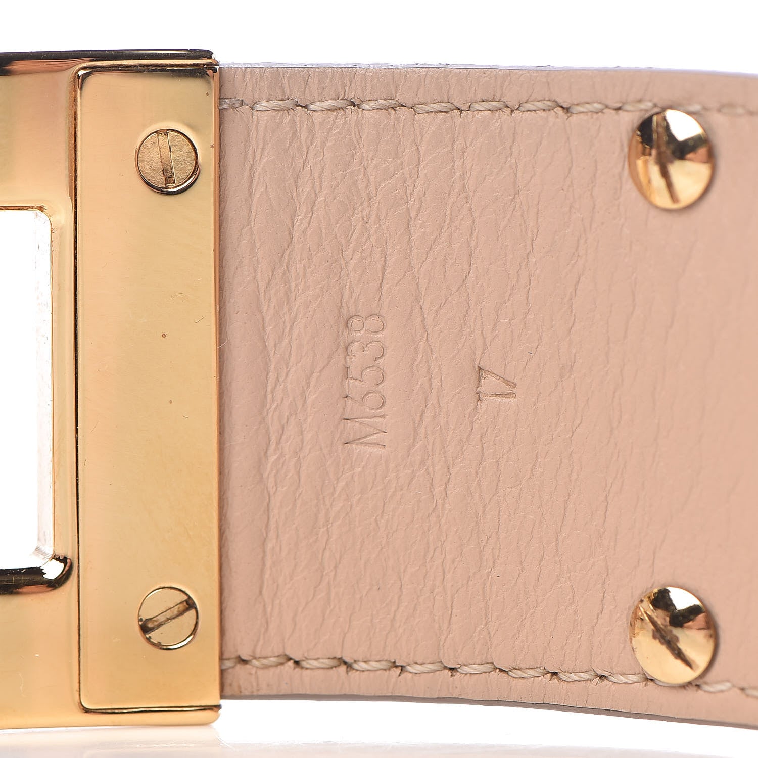 Louis Vuitton Calfskin So LV Cuff Bracelet 17 Beige 5 of 7