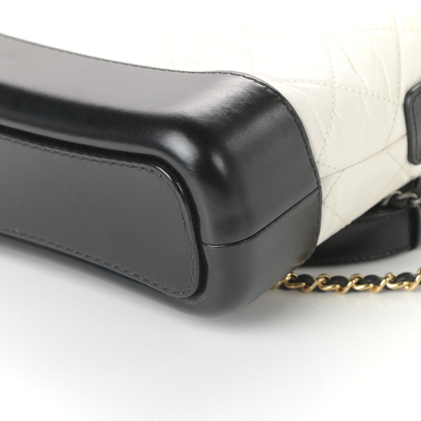 Aged Calfskin Quilted Small Gabrielle Hobo Black White
