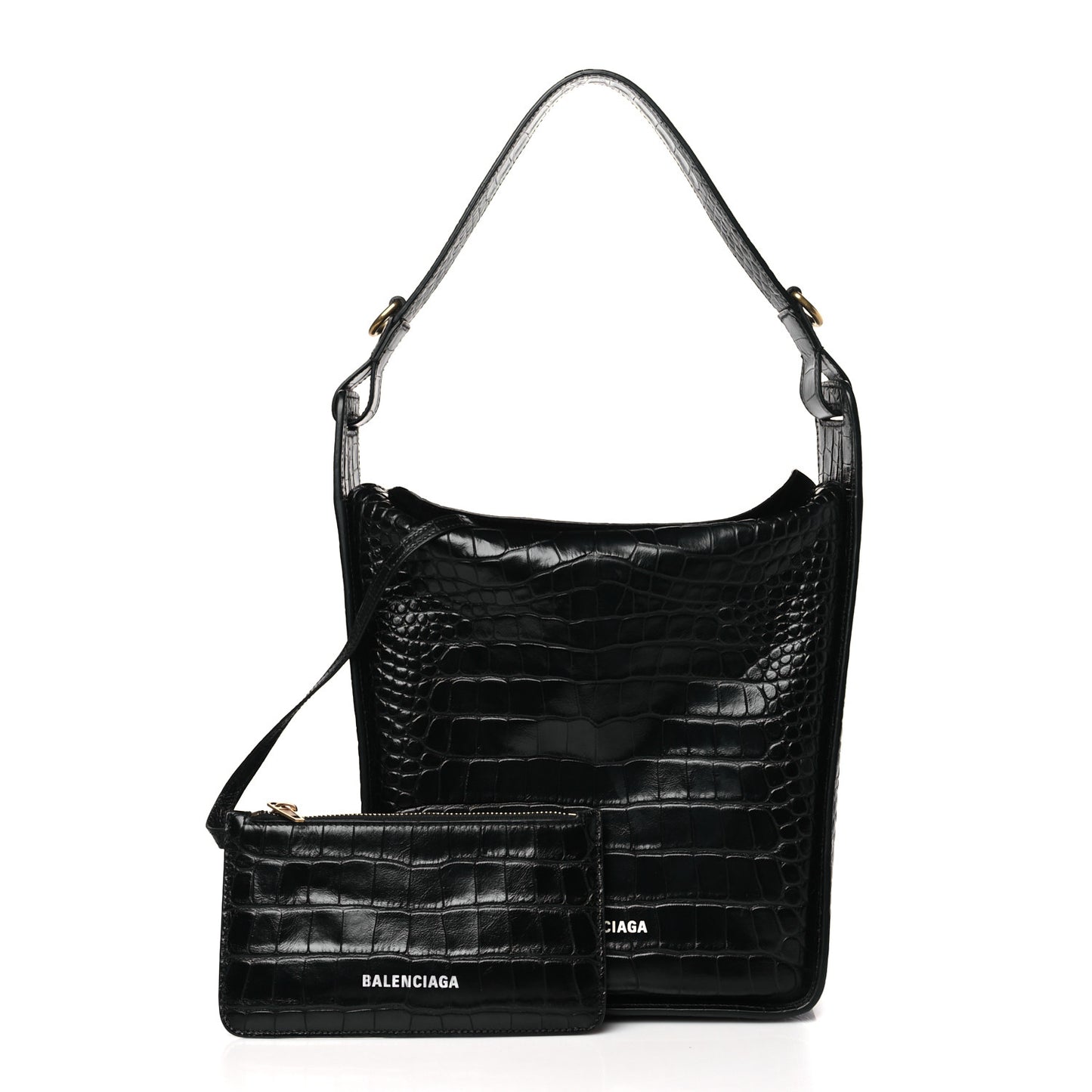 Extra Supple Calfskin Crocodile Embossed Small Tool 2.0 North-South Tote Black