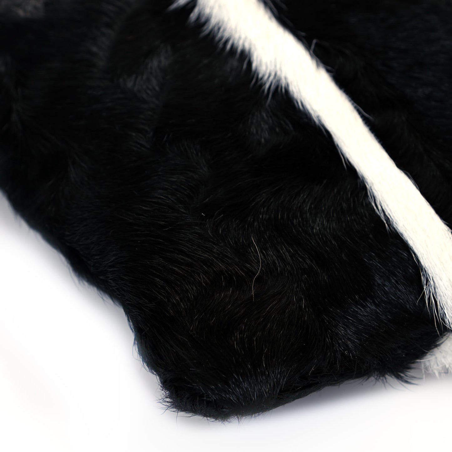 Pony Hair Striped Chain Clutch Black White