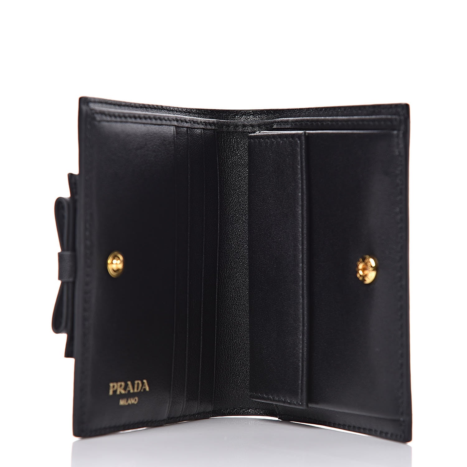 Prada Vitello Move Bow Compact Wallet Black 5 of 7