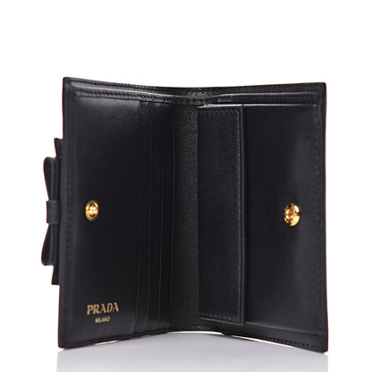 Prada Vitello Move Bow Compact Wallet Black 5 of 7